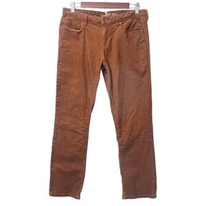 Lands End Cotton Corduroy Pants Mid Rise Straight Leg Brown Women's 6P Gorpcore